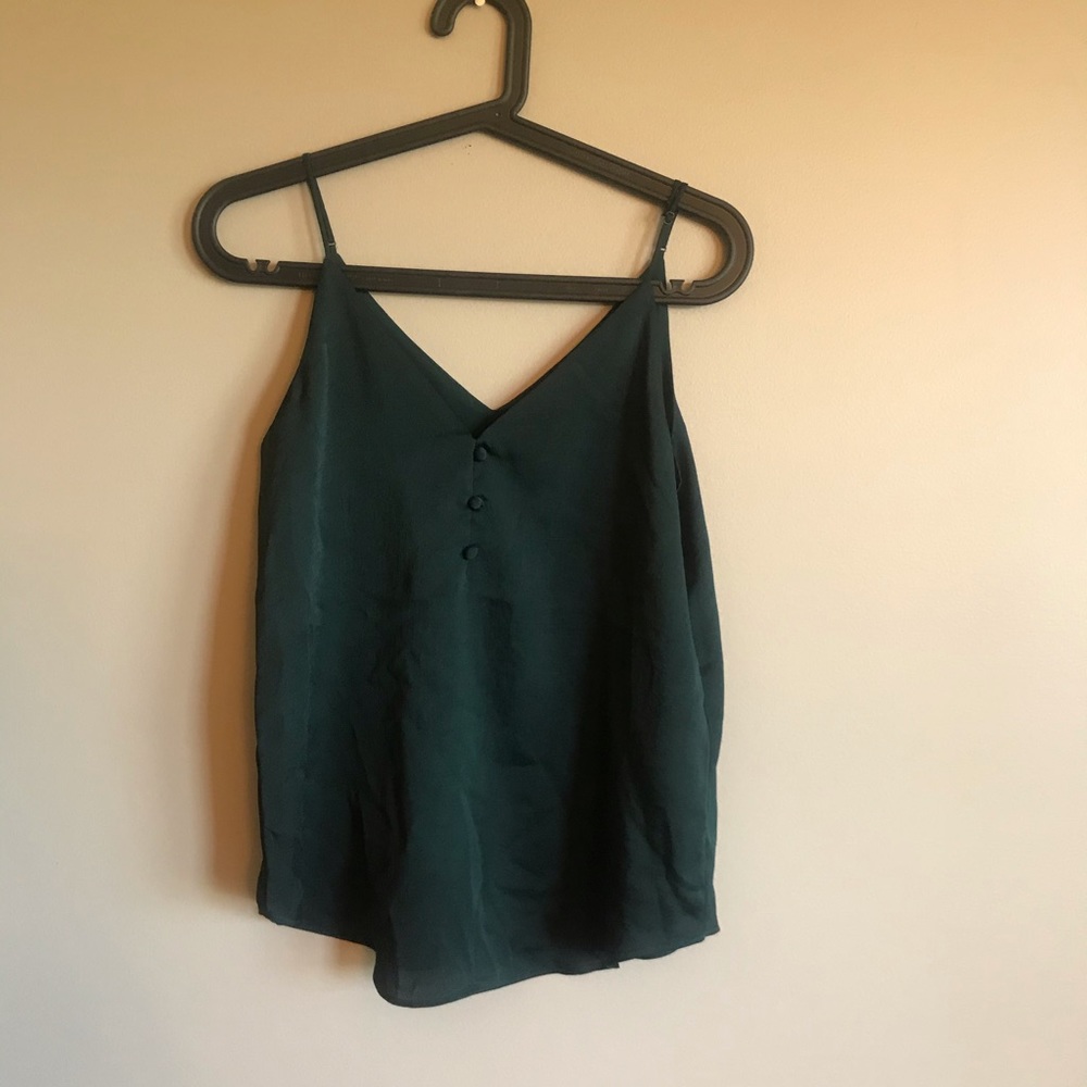 Express double v-neck green silky cami tank - Picture 4 of 4